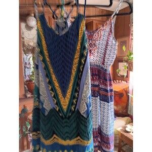 Vintage Angie dresses size S summer mini hippie boho gauze + cotton